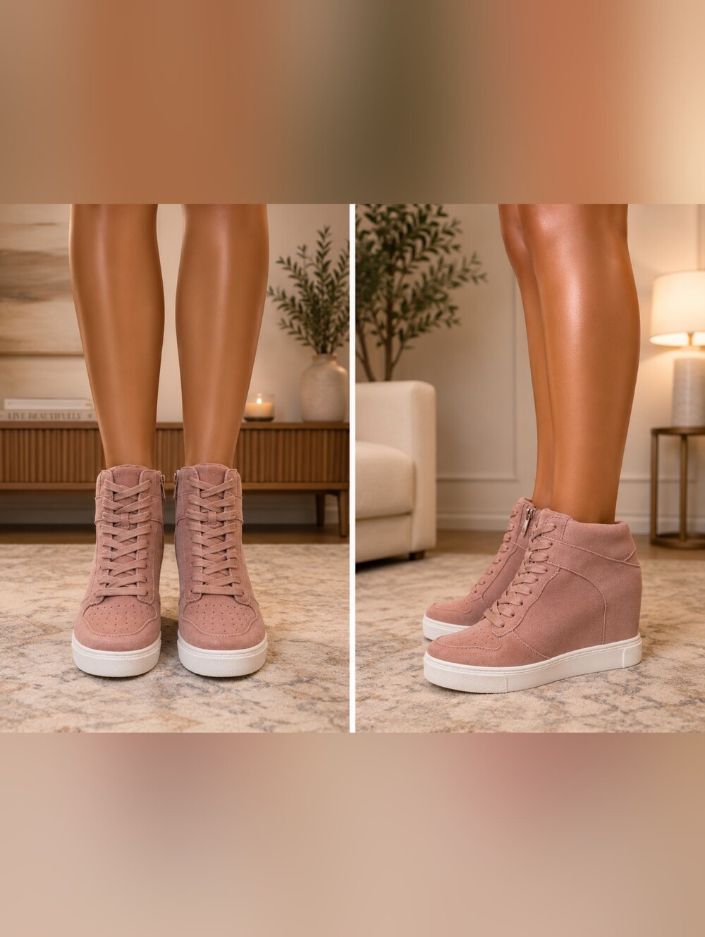 Steve Madden Blush Suede Wedge High-Top Sneakers